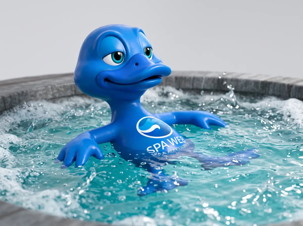 De blauwe Spaweb-eend in een bubbelbad